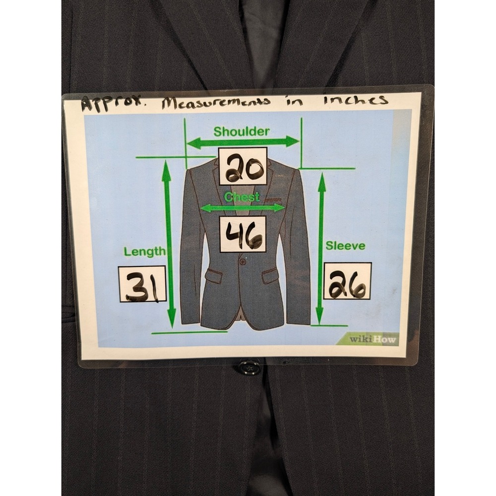 Valentino Uomo Mens Black Pinstripe Virgin Wool Blazer Sport Coat 46R Italy - Picture 4 of 8